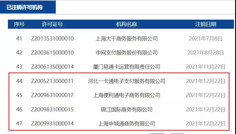 央行官网更新:注销4张支付牌照!