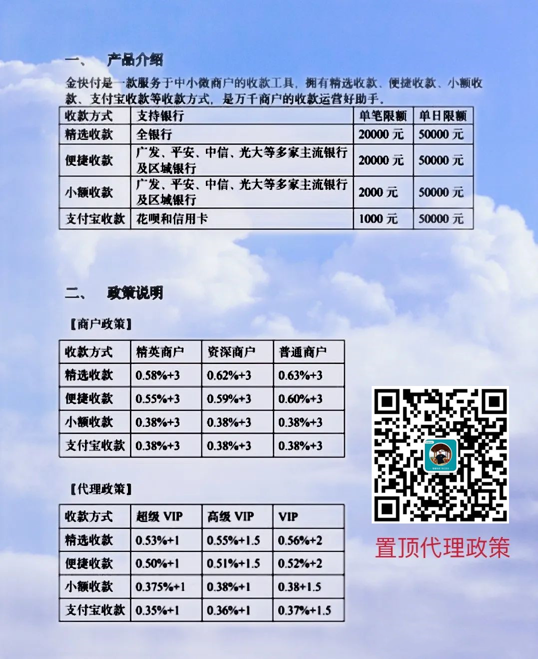 支付新品「金快付」首码，万10+2置顶招商！