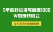 5年后我觉得可能赚1000W的赚钱机会