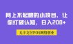 网上不起眼的小项目，让你打破认知，日入200+