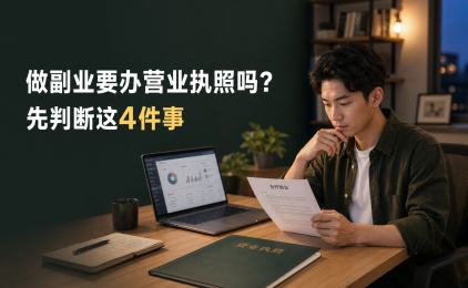 做副业、平台代理要不要办营业执照?先判断这4件事