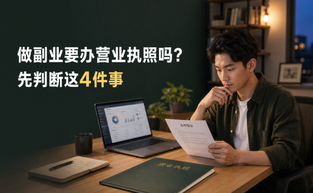 做副业、平台代理要不要办营业执照?先判断这4件事