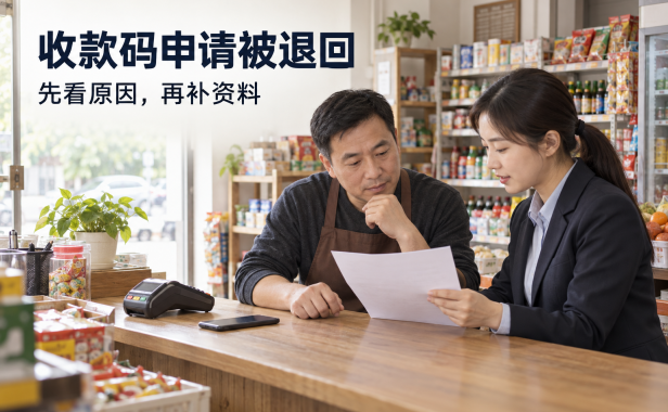 商家收款码申请被退回,下一步不是换人重办,而是先查清原因