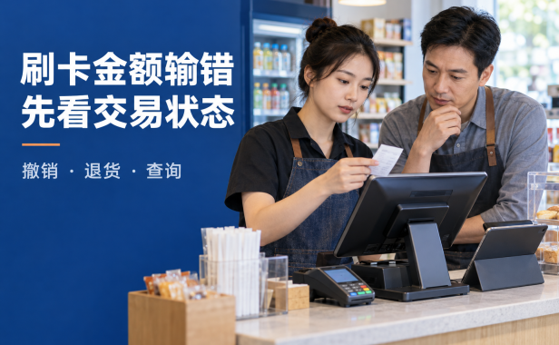 POS机刷卡金额输错了怎么办?先查交易状态,再分撤销和退货