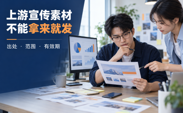 做代理拿到上游宣传素材，能不能直接发？先核对出处、范围和有效期